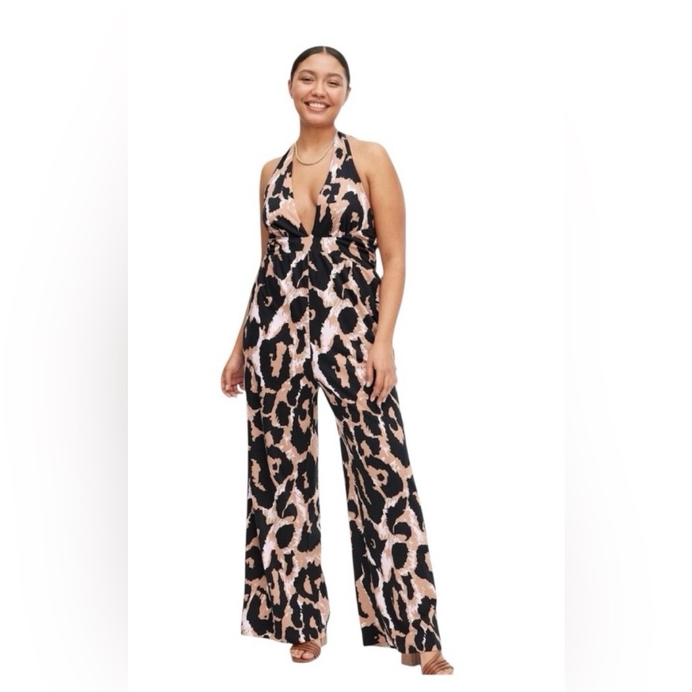 DIANE VON FURSTENBURG x Target Women's Leopard Print Halter Jumpsuit size XXL NW